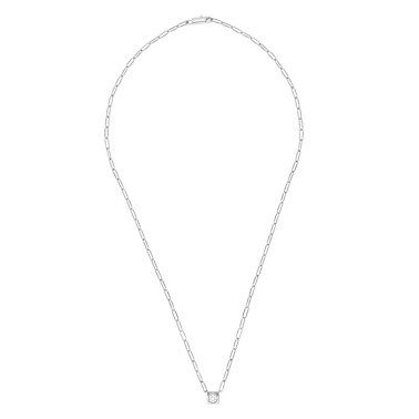 Collier Dinh Van Le Cube Diamant grand modèle en or blanc et diamant sur chaîne