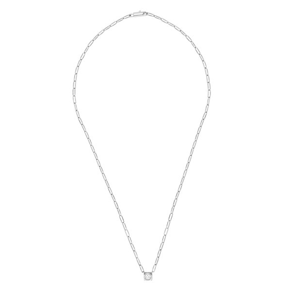 Collier Dinh Van Le Cube Diamant grand modèle en or blanc et diamant sur chaîne