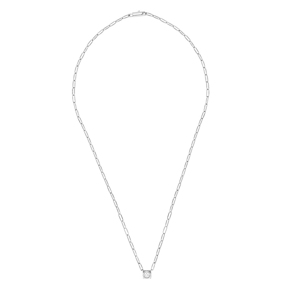 Collier Dinh Van Le Cube Diamant grand modèle en or blanc et diamant sur chaîne