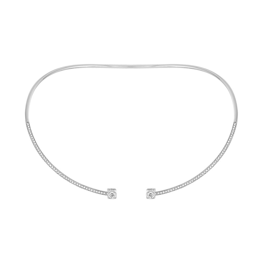 Collier Dinh Van Le Cube Diamant grand modèle en or blanc et pavage diamants - SOLDAT PL