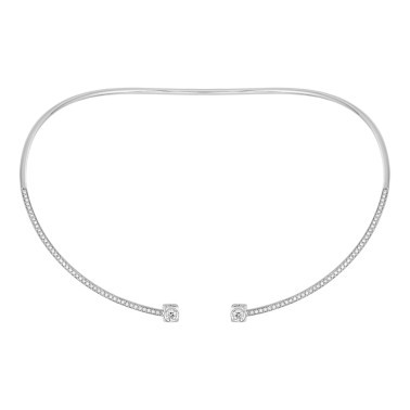 Collier Dinh Van Le Cube Diamant grand modèle en or blanc et pavage diamants - SOLDAT