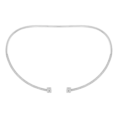 Collier Dinh Van Le Cube Diamant grand modèle en or blanc et pavage diamants