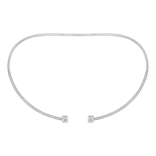 Collier Dinh Van Le Cube Diamant grand modèle en or blanc et pavage diamants - SOLDAT