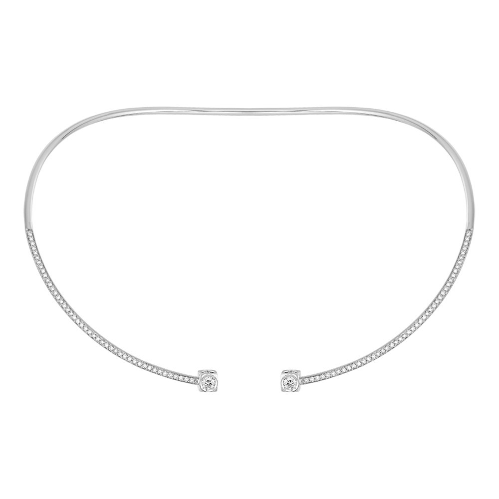 Collier Dinh Van Le Cube Diamant grand modèle en or blanc et pavage diamants - SOLDAT