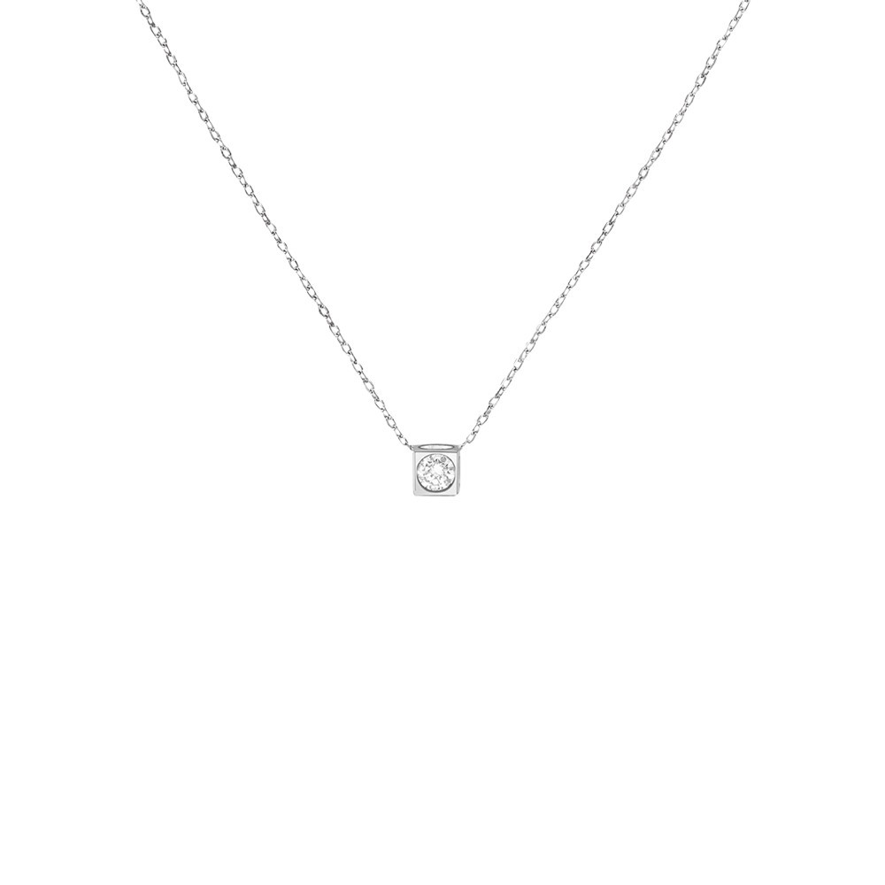 Collier Dinh Van Le Cube Diamant moyen modèle en or blanc et diamant