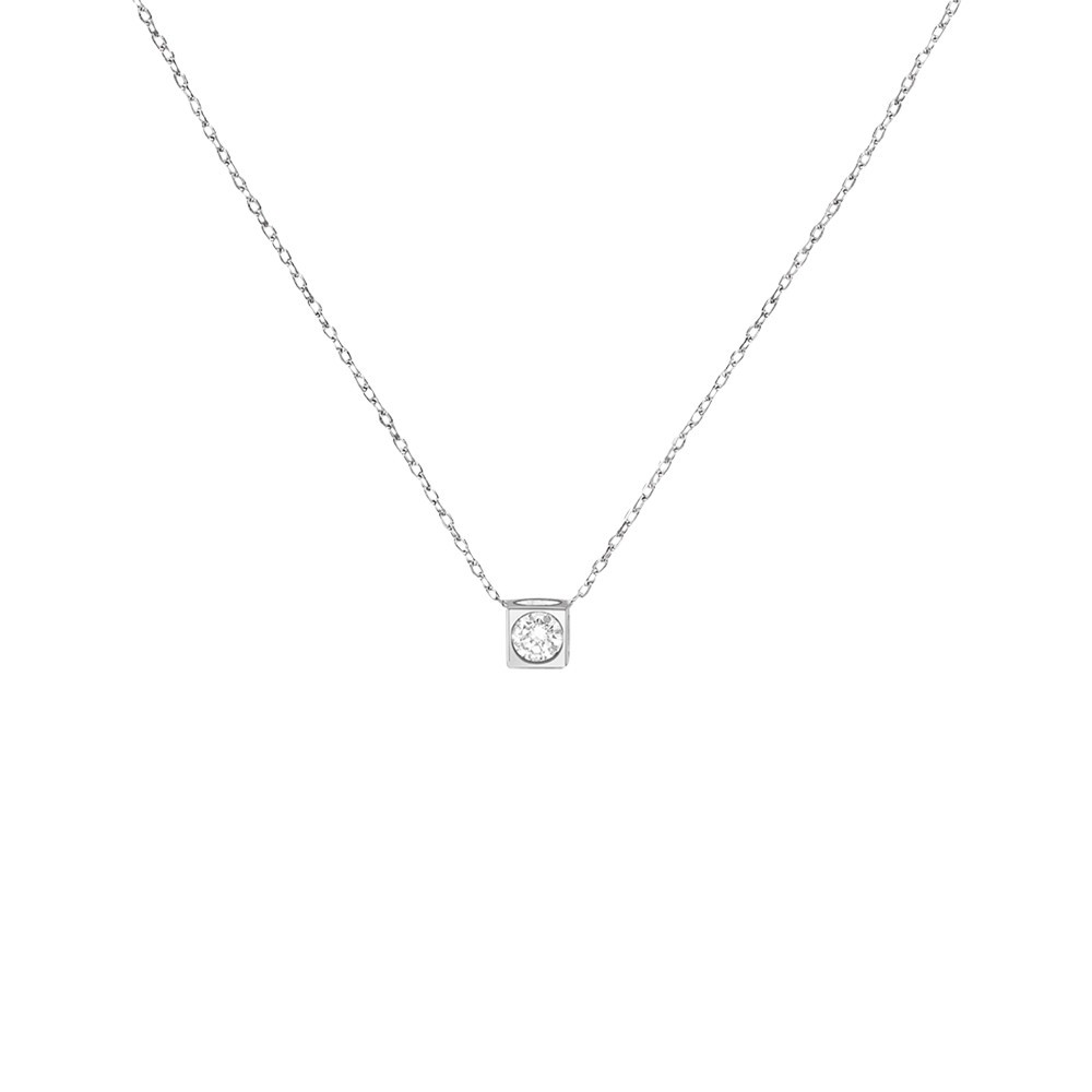 Collier Dinh Van Le Cube Diamant moyen modèle en or blanc et diamant