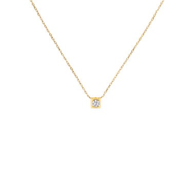 Collier Dinh Van Le Cube Diamant moyen modèle en or jaune et diamant