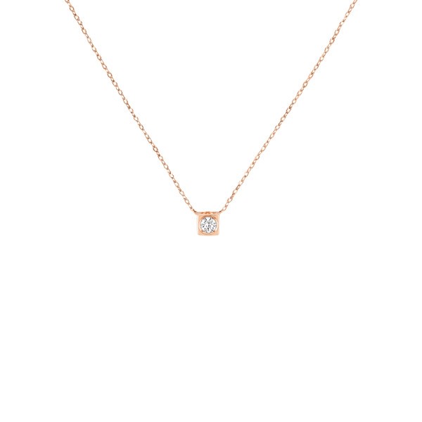 Collier Dinh Van Le Cube Diamant moyen modèle en or rose et diamant - SOLDAT PL