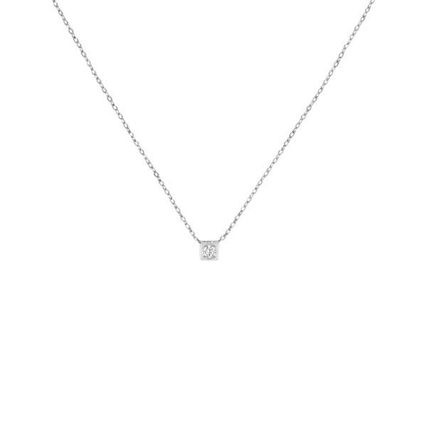 Collier Dinh Van Le Cube Diamant petit modèle en or blanc et diamant sur chaîne