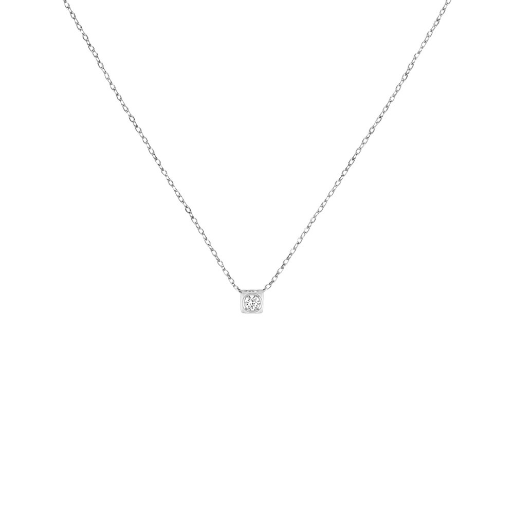 Collier Dinh Van Le Cube Diamant petit modèle en or blanc et diamant sur chaîne