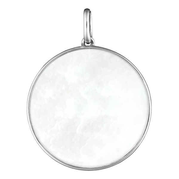 Médaille Lepage Colette Lune en or blanc et nacre blanche