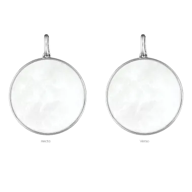 Médaille Lepage Colette Lune en or blanc et nacre blanche
