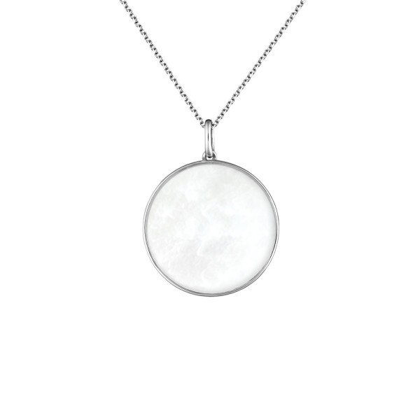 Médaille Lepage Colette Lune en or blanc et nacre blanche