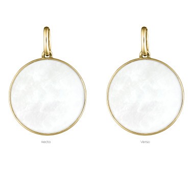 Médaille Lepage Colette Lune en or jaune et nacre blanche