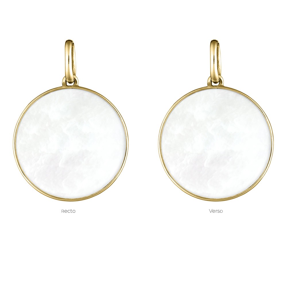 Médaille Lepage Colette Lune en or jaune et nacre blanche