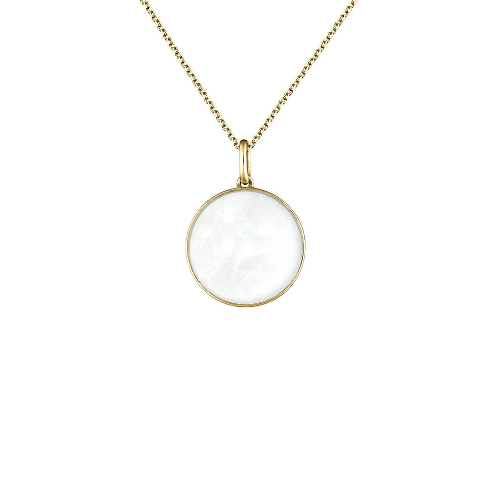 Médaille Lepage Colette Lune en or jaune et nacre blanche