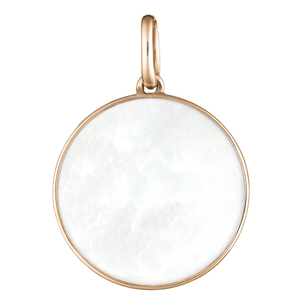 Médaille Lepage Colette Lune en or rose et nacre blanche