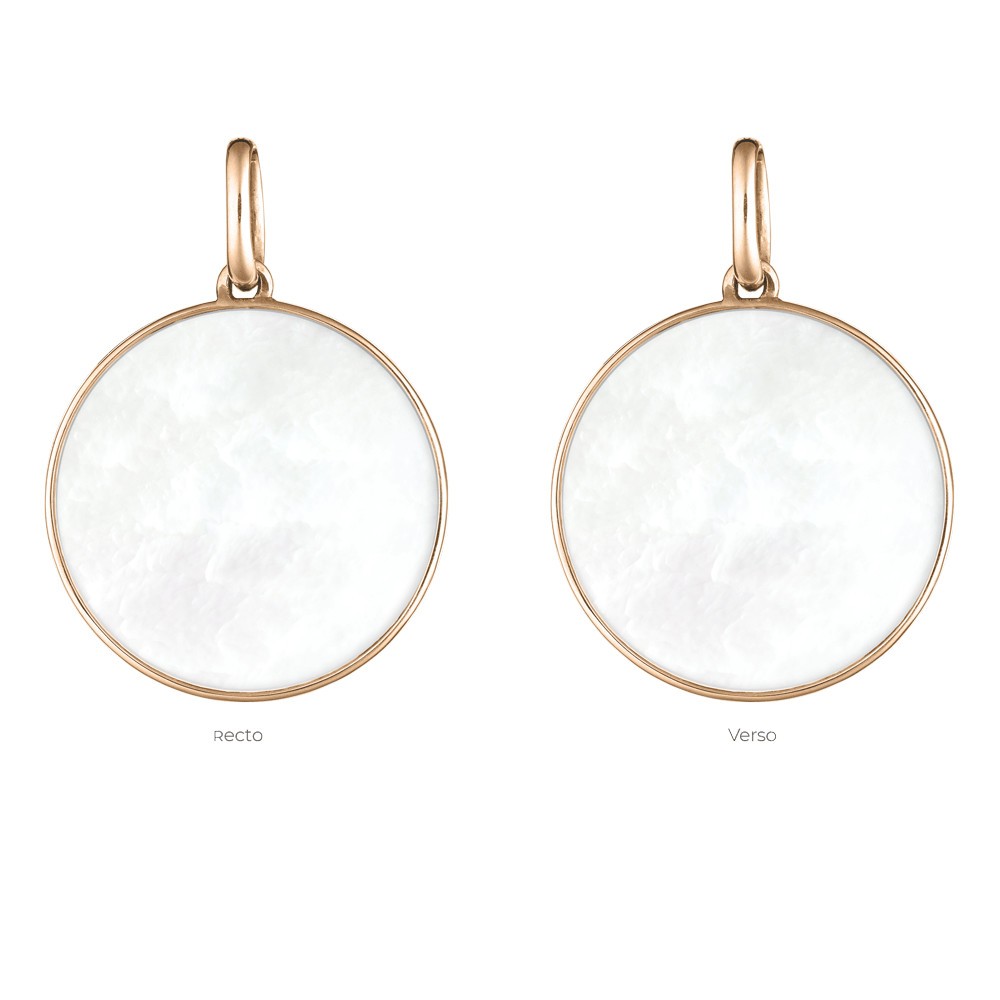 Médaille Lepage Colette Lune en or rose et nacre blanche