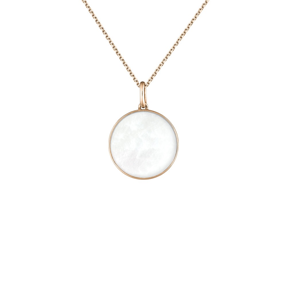 Médaille Lepage Colette Lune en or rose et nacre blanche