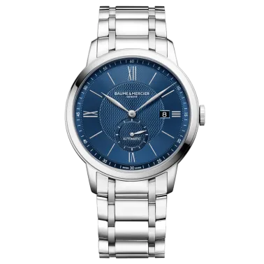 Montre Baume et Mercier Classima automatique cadran bleu bracelet acier 42 mm