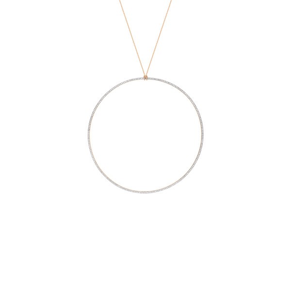 Collier Ginette NY Jumbo Diamond Circle en or rose et diamants - Soldat_PL