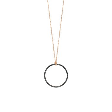 Collier Ginette NY Baby Black Diamond Circle en or rose et diamants noirs