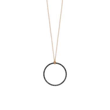 Collier Ginette NY Baby Black Diamond Circle en or rose et diamants noirs