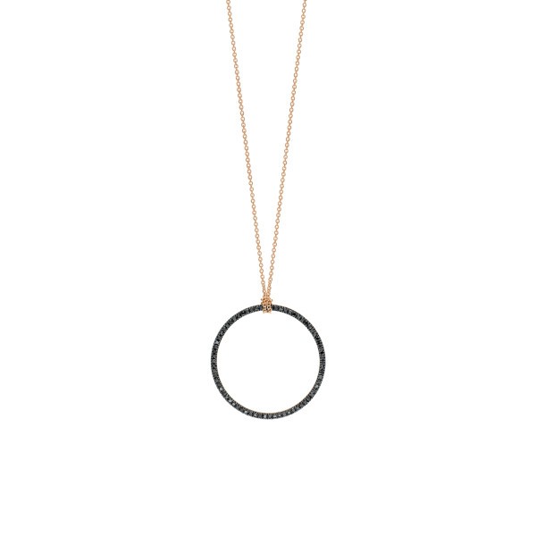 Collier Ginette NY Baby Black Diamond Circle en or rose et diamants noirs - Soldat_PL