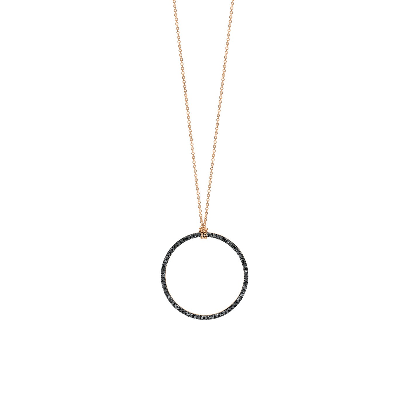Collier Ginette NY Baby Black Diamond Circle en or rose et diamants noirs - Soldat_PL