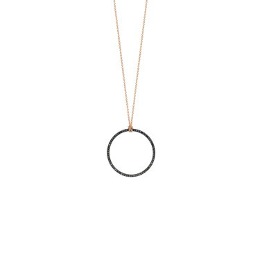 Collier Ginette NY Baby Black Diamond Circle en or rose et diamants noirs