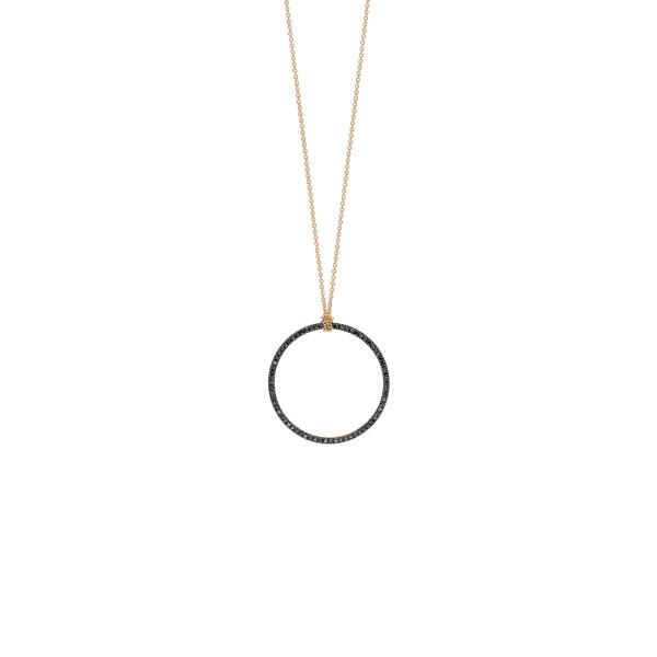 Collier Ginette NY Baby Black Diamond Circle en or rose et diamants noirs - Soldat