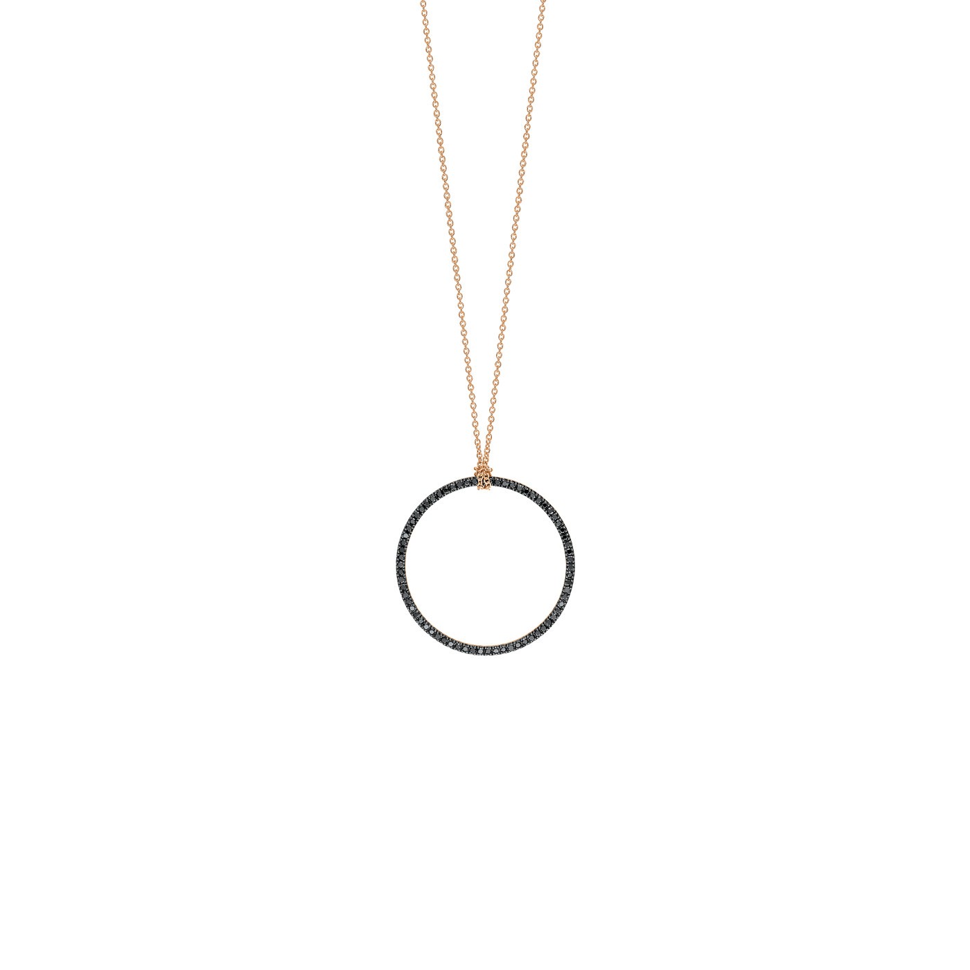 Collier Ginette NY Baby Black Diamond Circle en or rose et diamants noirs - Soldat