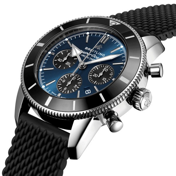 Montre breitling Superocean Heritage B01 Chronograph cadra bleu Blackeye bracelet Aero Classic 44 mm AB0162121C1S1