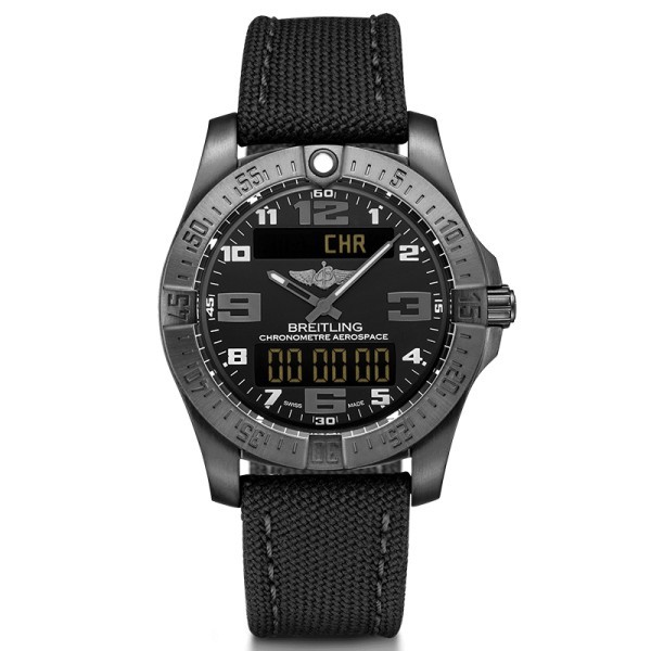 Montre Breitling Aerospace EVO titane noir bracelet military noir 43 mm