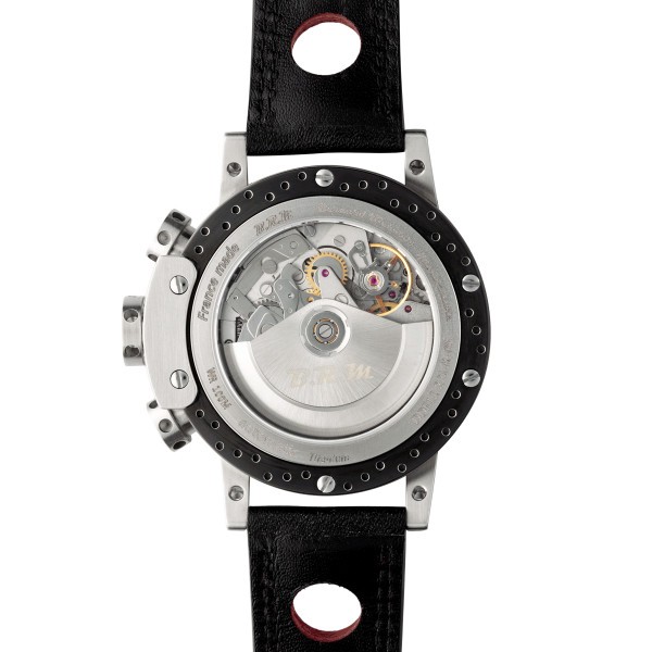 Montre BRM DDF12 automatique titane cadran noir bracelet cuir noir 44 mm