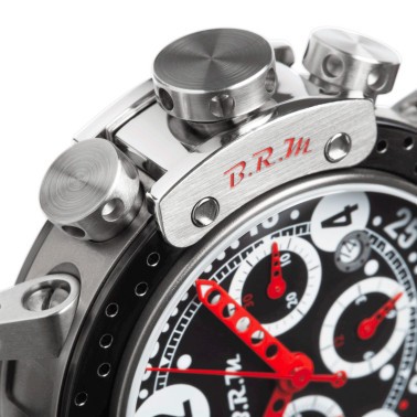 Montre BRM DDF12 automatique titane cadran noir bracelet cuir noir 44 mm