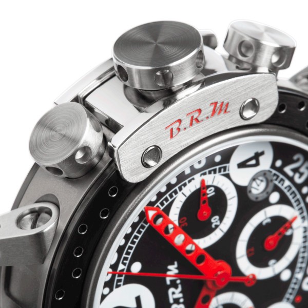 Montre BRM DDF12 automatique titane cadran noir bracelet cuir noir 44 mm