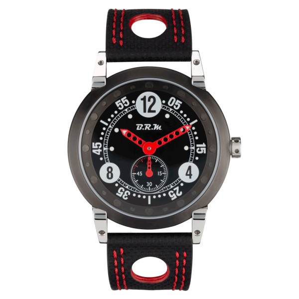 Montre BRM FLT42 remontage manuel inox aiguilles rouges bracelet tissu technique 42 mm