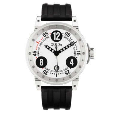 Montre BRM V6 automatique inox cadran blanc aiguilles noires bracelet caoutchouc 44 mm