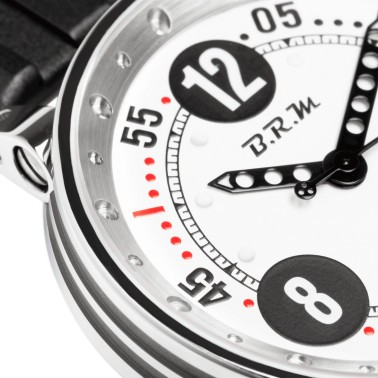 Montre BRM V6 automatique inox cadran blanc aiguilles noires bracelet caoutchouc 44 mm