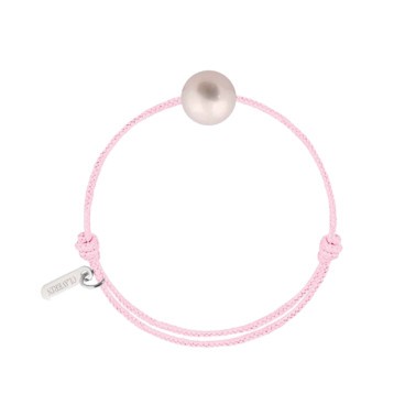 Bracelet Claverin Baby Pearly cordon rose et perle blanche