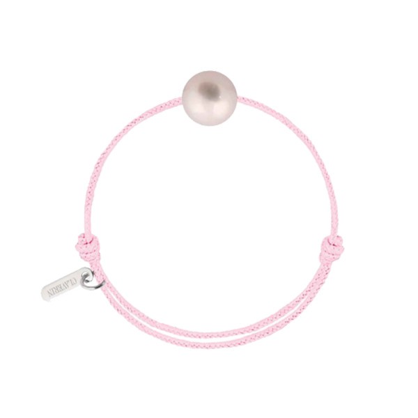 Bracelet Claverin Baby Pearly cordon rose et perle blanche