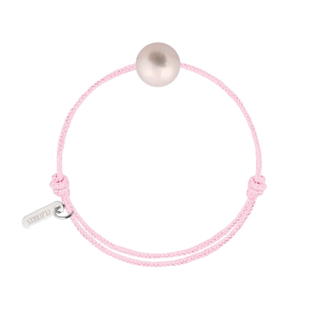 Bracelet Claverin Baby Pearly cordon rose et perle blanche
