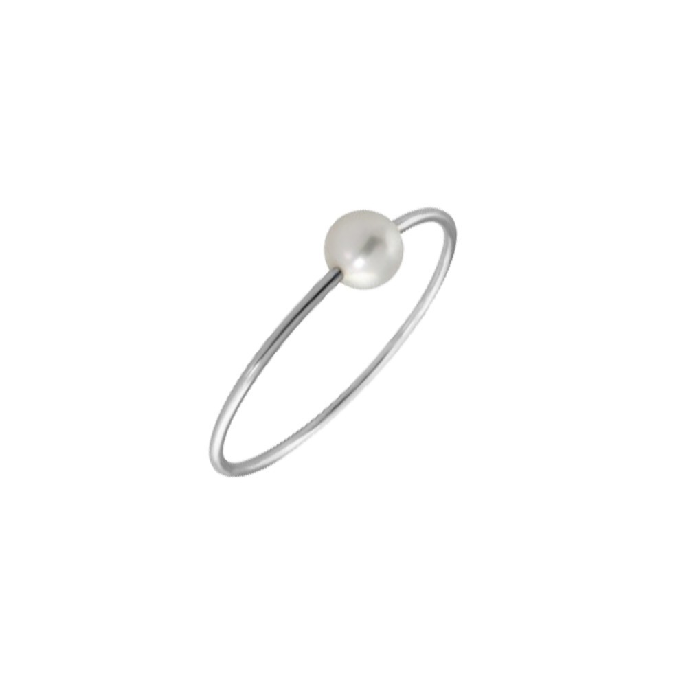 Bague Claverin Simply Mini en or blanc et perle blanche