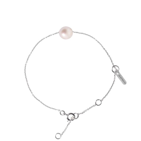 Bracelet Claverin Simply Pearly en or blanc et perle blanche 7mm