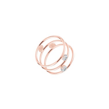 Bague double La Brune et La Blonde Hula Hoop en or rose et 2 diamants