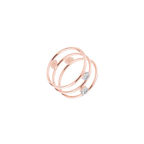 Bague double La Brune et La Blonde Hula Hoop en or rose et 2 diamants