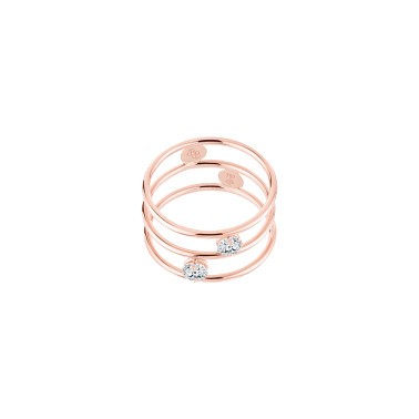 Bague double La Brune et La Blonde Hula Hoop en or rose et 2 diamants