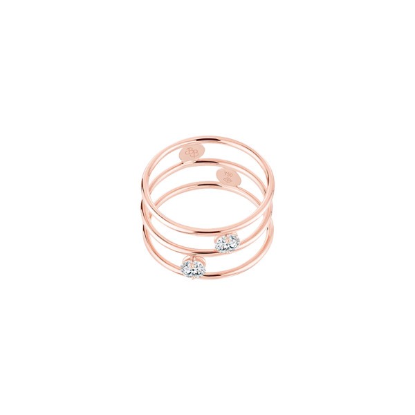 Bague double La Brune et La Blonde Hula Hoop en or rose et 2 diamants