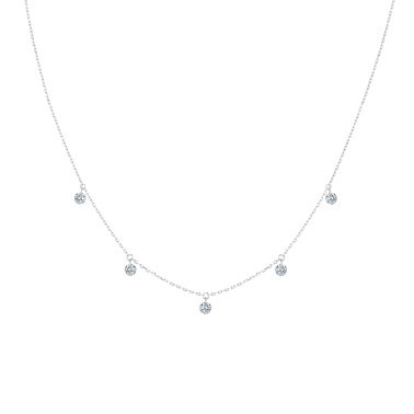 Collier La Brune et La Blonde 360° en or blanc et 5 diamants 0,07 carat